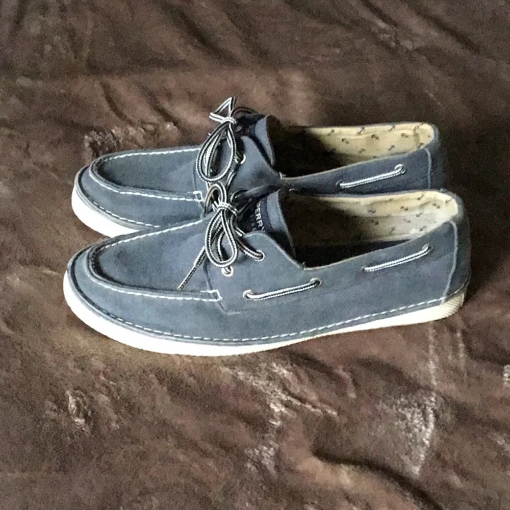 Sperry Preppy Top-Sider Boat Shoes Gray Canvas Nautical Size 10 1/2